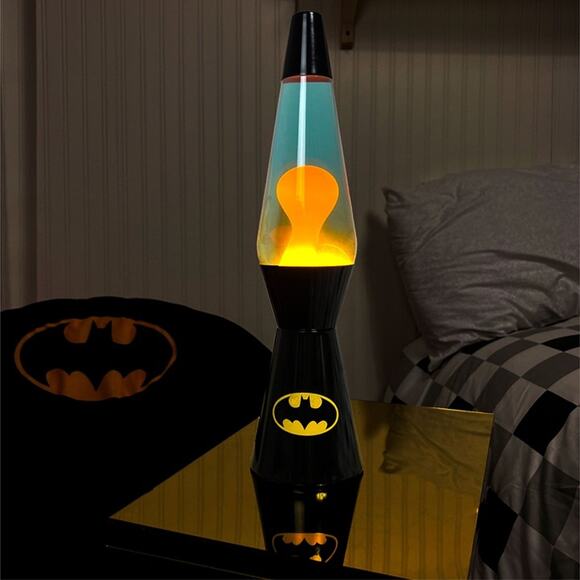 Batman 16" Lava Motion Volcano Lamp, Yellow Wax in Black Liquid - Picture 1 of 7